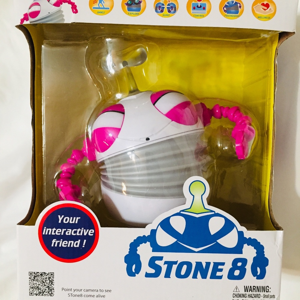STONE8 INTERACTIVE ROBOT PINK AND WHITE FUN TOY THAT PLAY GAMES DANCES AND MORE